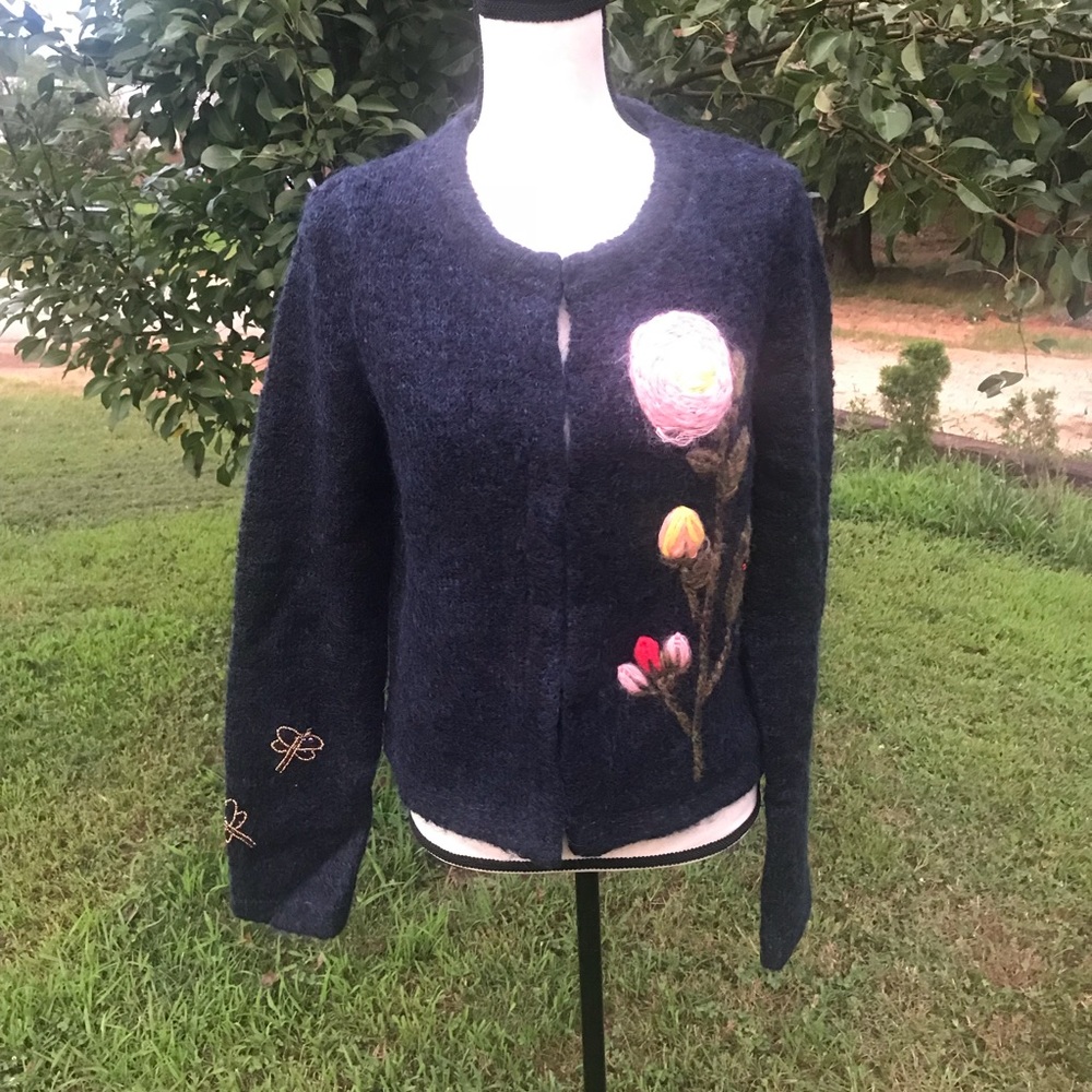 Anthropologie Moth Felted wood cardigan